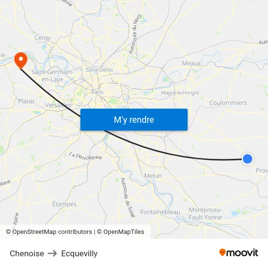 Chenoise to Ecquevilly map