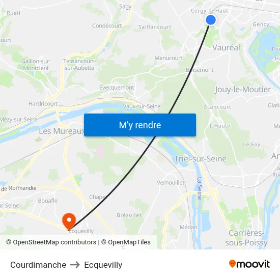 Courdimanche to Ecquevilly map
