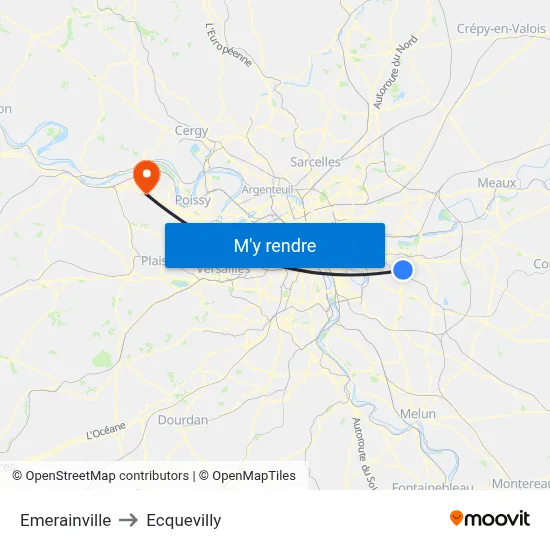Emerainville to Ecquevilly map