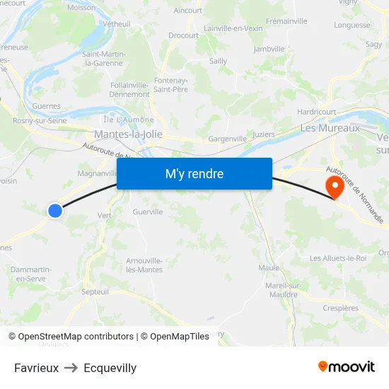 Favrieux to Ecquevilly map
