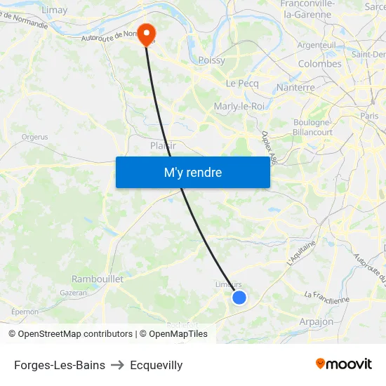 Forges-Les-Bains to Ecquevilly map