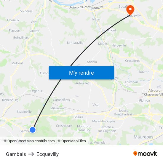 Gambais to Ecquevilly map