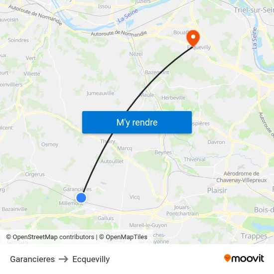 Garancieres to Ecquevilly map