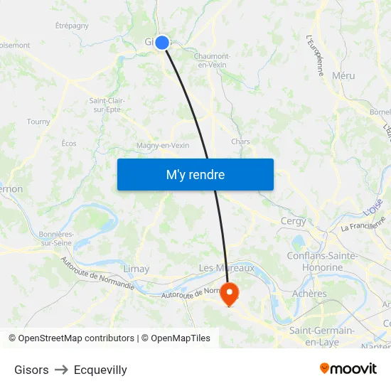 Gisors to Ecquevilly map