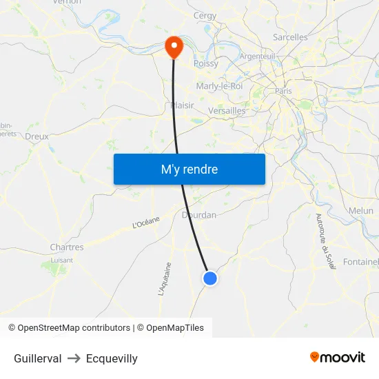 Guillerval to Ecquevilly map