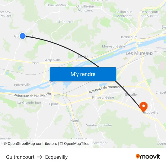 Guitrancourt to Ecquevilly map