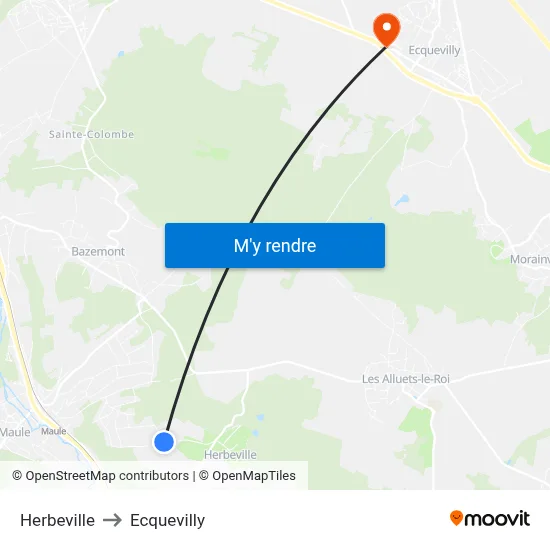 Herbeville to Ecquevilly map