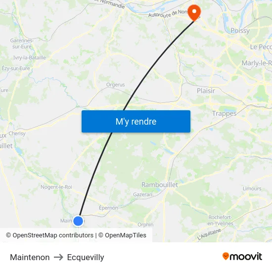 Maintenon to Ecquevilly map