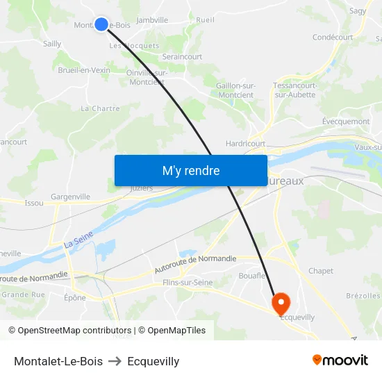 Montalet-Le-Bois to Ecquevilly map