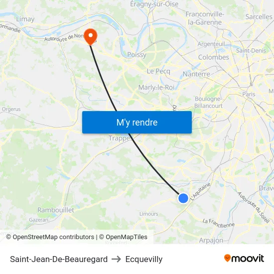 Saint-Jean-De-Beauregard to Ecquevilly map