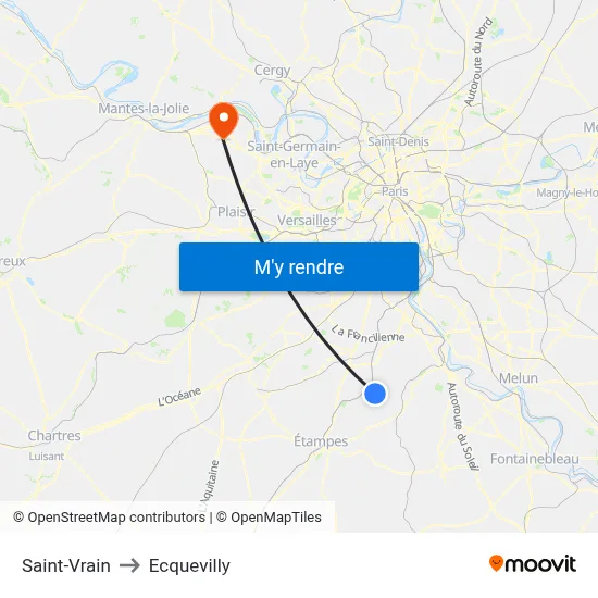 Saint-Vrain to Ecquevilly map