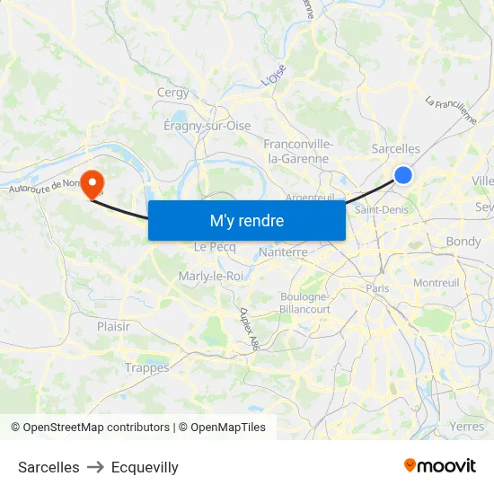 Sarcelles to Ecquevilly map