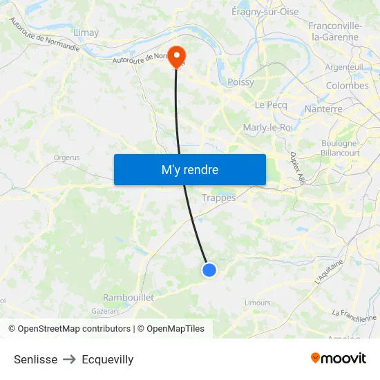 Senlisse to Ecquevilly map