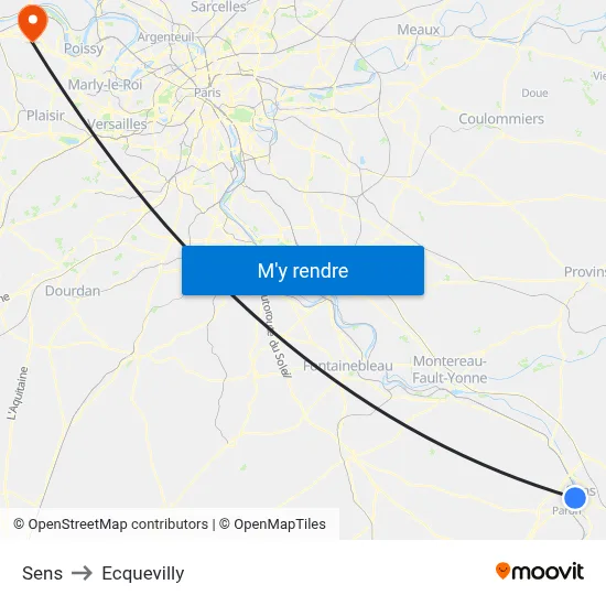 Sens to Ecquevilly map