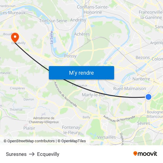 Suresnes to Ecquevilly map