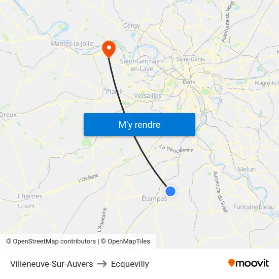 Villeneuve-Sur-Auvers to Ecquevilly map