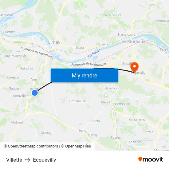 Villette to Ecquevilly map