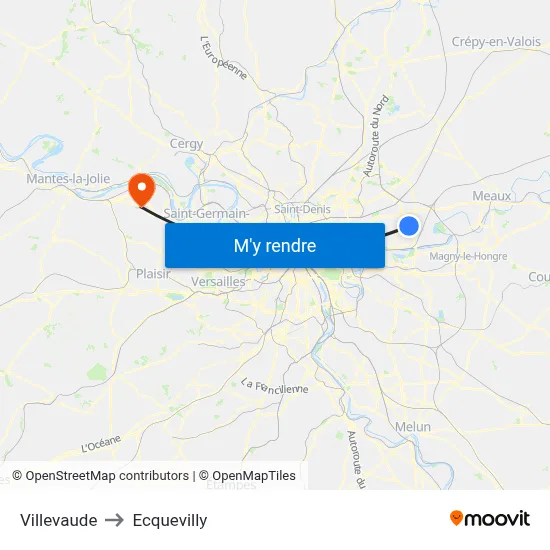 Villevaude to Ecquevilly map