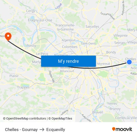 Chelles - Gournay to Ecquevilly map