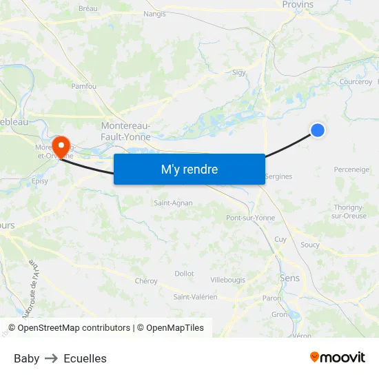 Baby to Ecuelles map