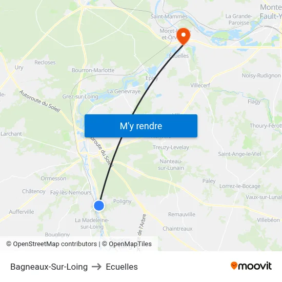 Bagneaux-Sur-Loing to Ecuelles map