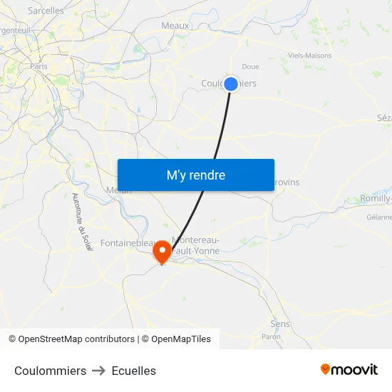 Coulommiers to Ecuelles map