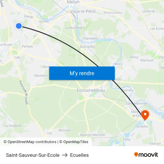 Saint-Sauveur-Sur-Ecole to Ecuelles map