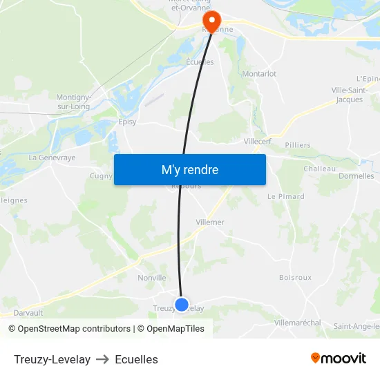 Treuzy-Levelay to Ecuelles map