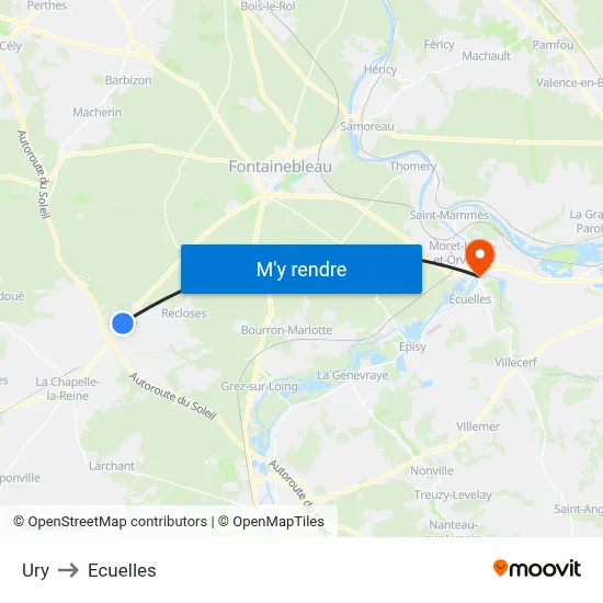 Ury to Ecuelles map