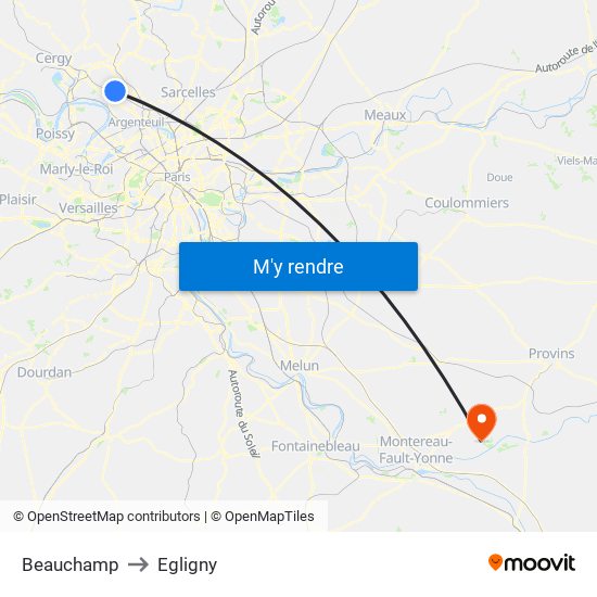 Beauchamp to Egligny map