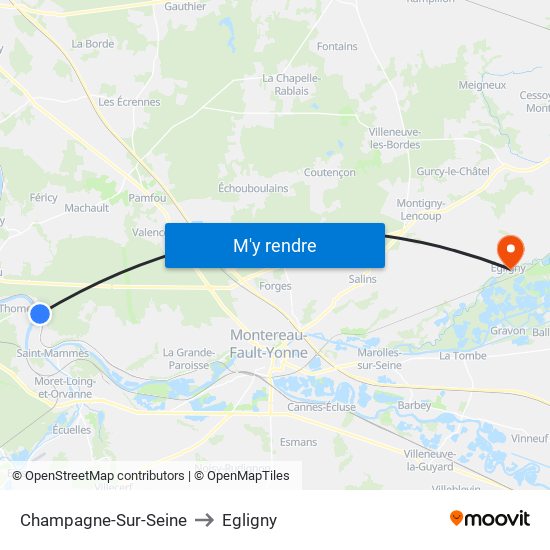 Champagne-Sur-Seine to Egligny map