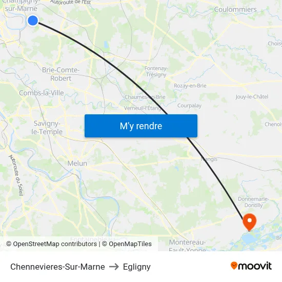 Chennevieres-Sur-Marne to Egligny map