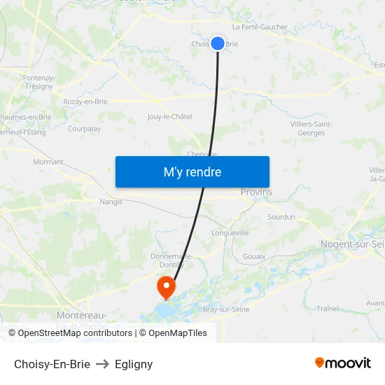 Choisy-En-Brie to Egligny map
