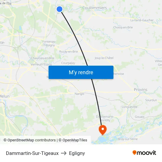 Dammartin-Sur-Tigeaux to Egligny map