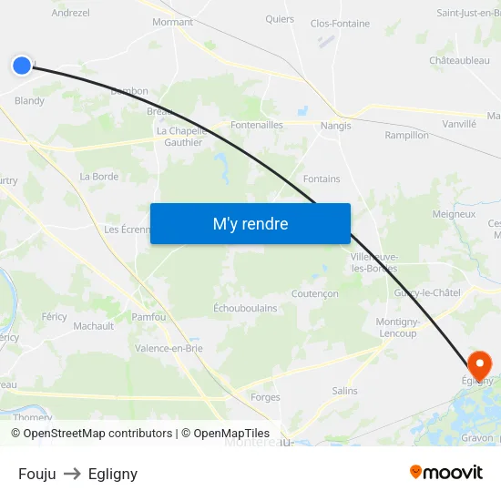Fouju to Egligny map