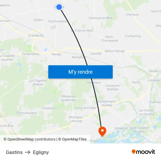 Gastins to Egligny map