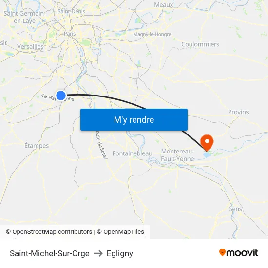 Saint-Michel-Sur-Orge to Egligny map
