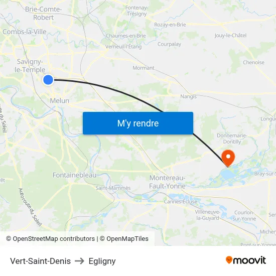Vert-Saint-Denis to Egligny map