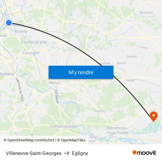 Villeneuve-Saint-Georges to Egligny map