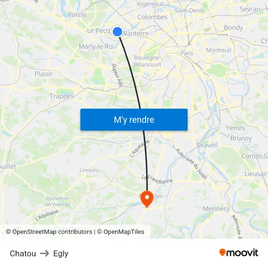 Chatou to Egly map