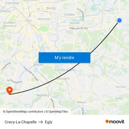 Crecy-La-Chapelle to Egly map