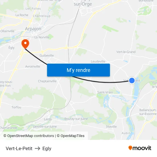 Vert-Le-Petit to Egly map
