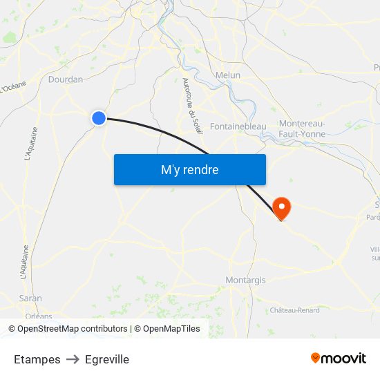 Etampes to Egreville map