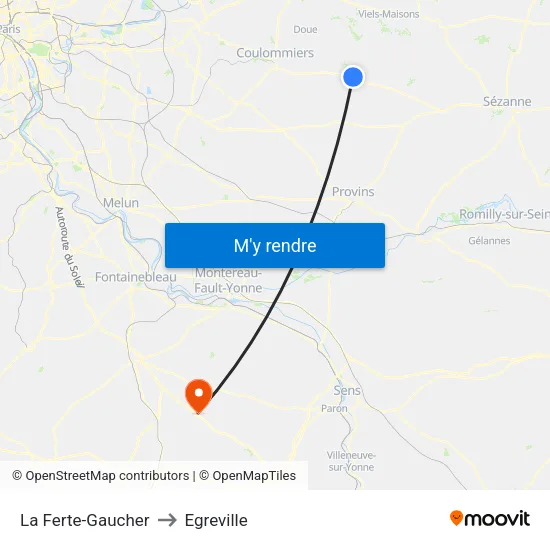 La Ferte-Gaucher to Egreville map
