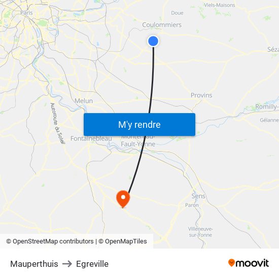 Mauperthuis to Egreville map