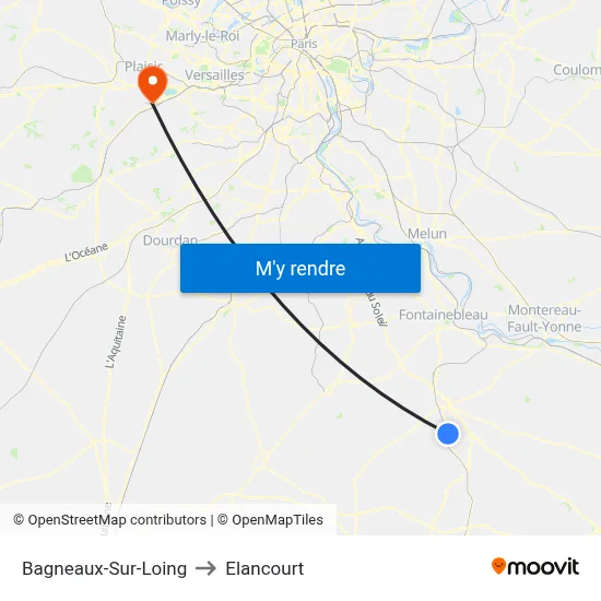 Bagneaux-Sur-Loing to Elancourt map