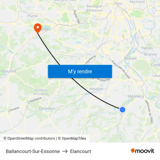 Ballancourt-Sur-Essonne to Elancourt map