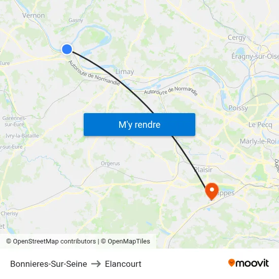 Bonnieres-Sur-Seine to Elancourt map