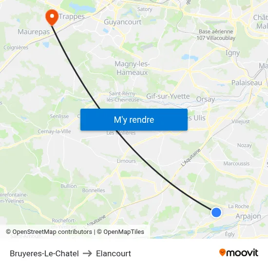 Bruyeres-Le-Chatel to Elancourt map