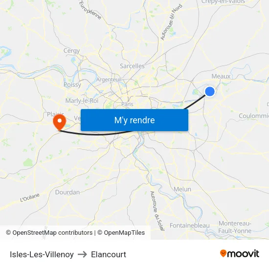Isles-Les-Villenoy to Elancourt map